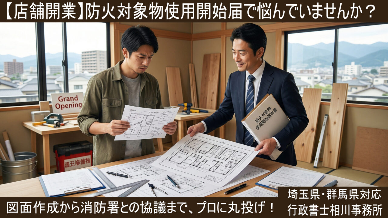 防火対象物使用開始届の図面作成・申請代行(行政書士相川事務所)
