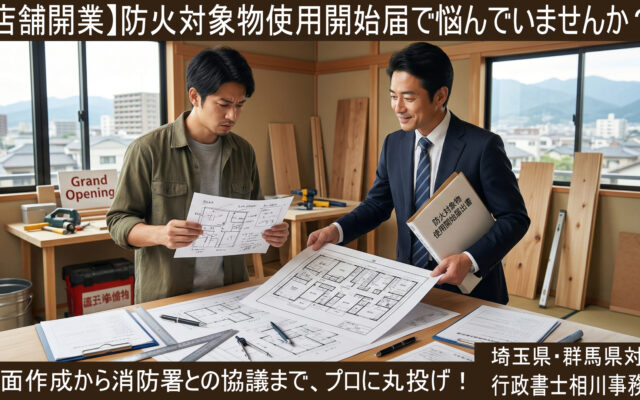 防火対象物使用開始届の図面作成・申請代行（行政書士相川事務所）